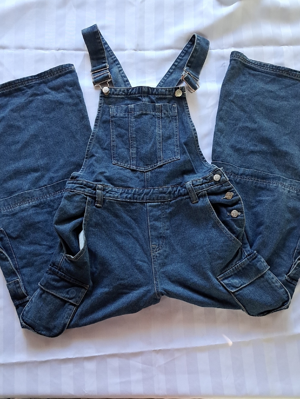 Oversized-Fit Dark Blue Denim Overalls for Women